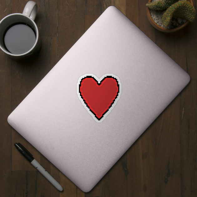 Red 8Bit Pixelart Love Heart Valentines Day by ellenhenryart